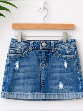 Justice Girls Distressed Denim Mini Skirt Size 6R | Denim Skorts✨5/$25✨